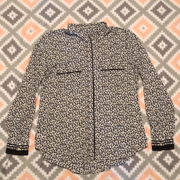 LOFT Patterned Button Down Blouse NWOT Size S - Picture 1 of 9